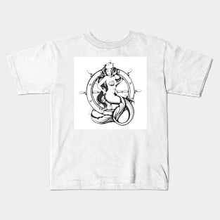 Beauty Mermaid and Steering Wheel Kids T-Shirt